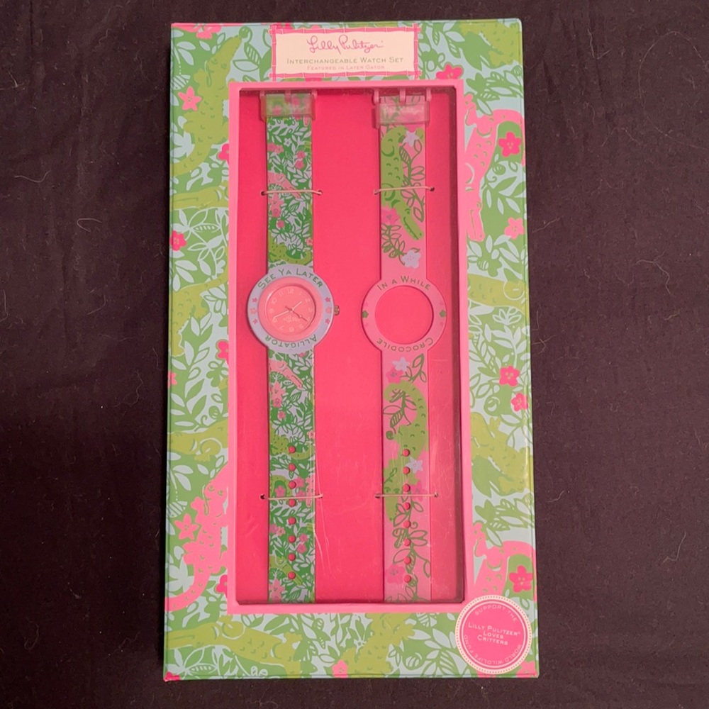 Lilly Pulitzer NEW Interchangeable Watch Set & Watch Battery, Later Gator